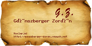 Günszberger Zorán névjegykártya
